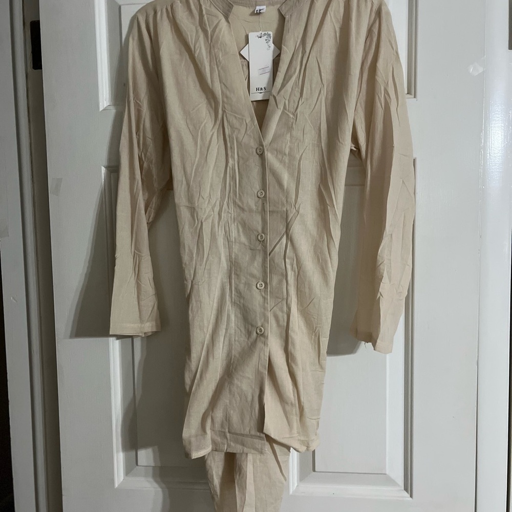 Elegant Cream Button-Down Dress